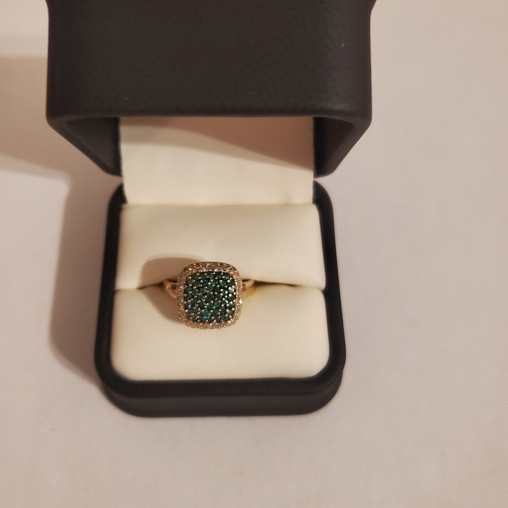 14k Effy Emerald and Diamond Ring, size 7 or 8